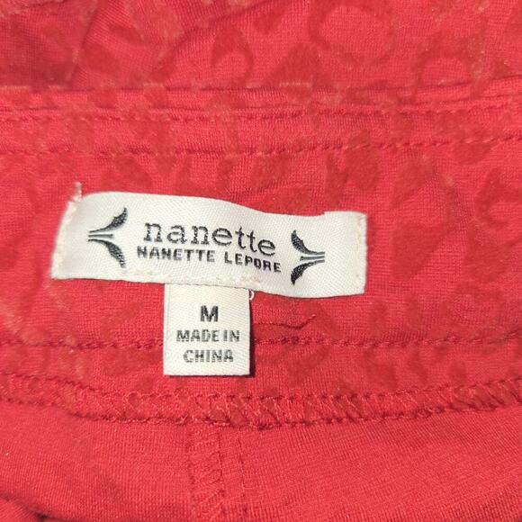 NANETTE LEPORE Textured Leopard Print Straight Leg Pants Red Stretch Size M - Picture 7 of 8